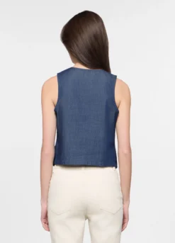 Gilet fit slim in denim di puro cotone donna