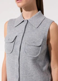 Gilet tricot in pura lana donna