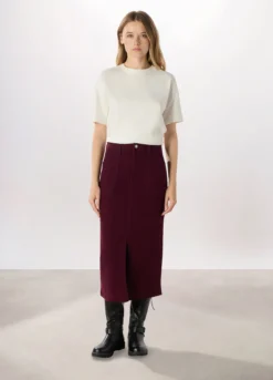 Gonna lunga in denim di cotone stretch donna