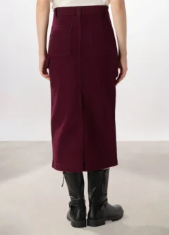 Gonna lunga in denim di cotone stretch donna