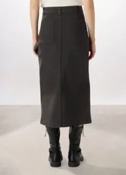 Gonna lunga in denim di cotone stretch donna