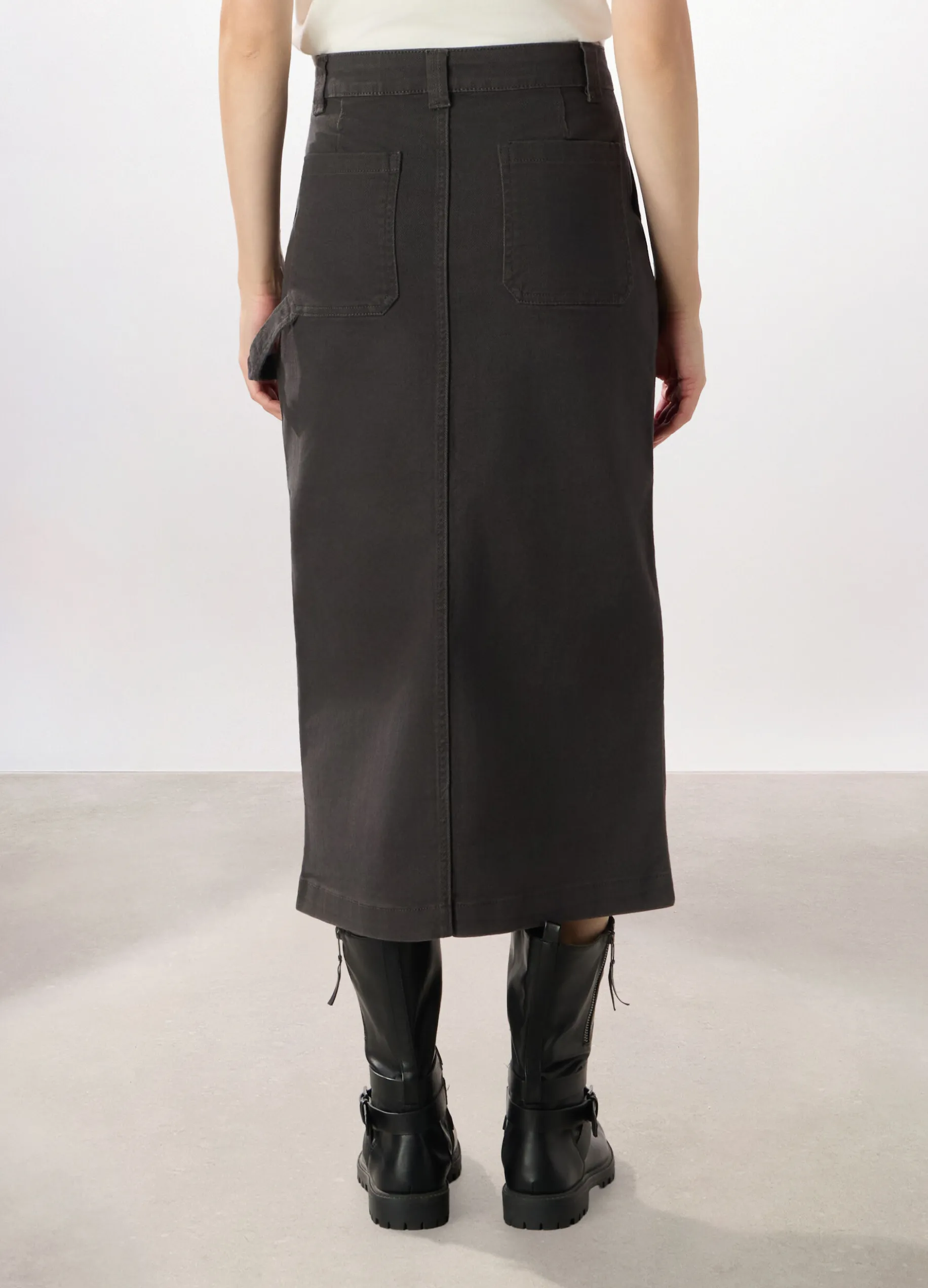 Gonna lunga in denim di cotone stretch donna