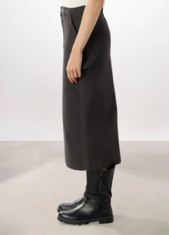 Gonna lunga in denim di cotone stretch donna
