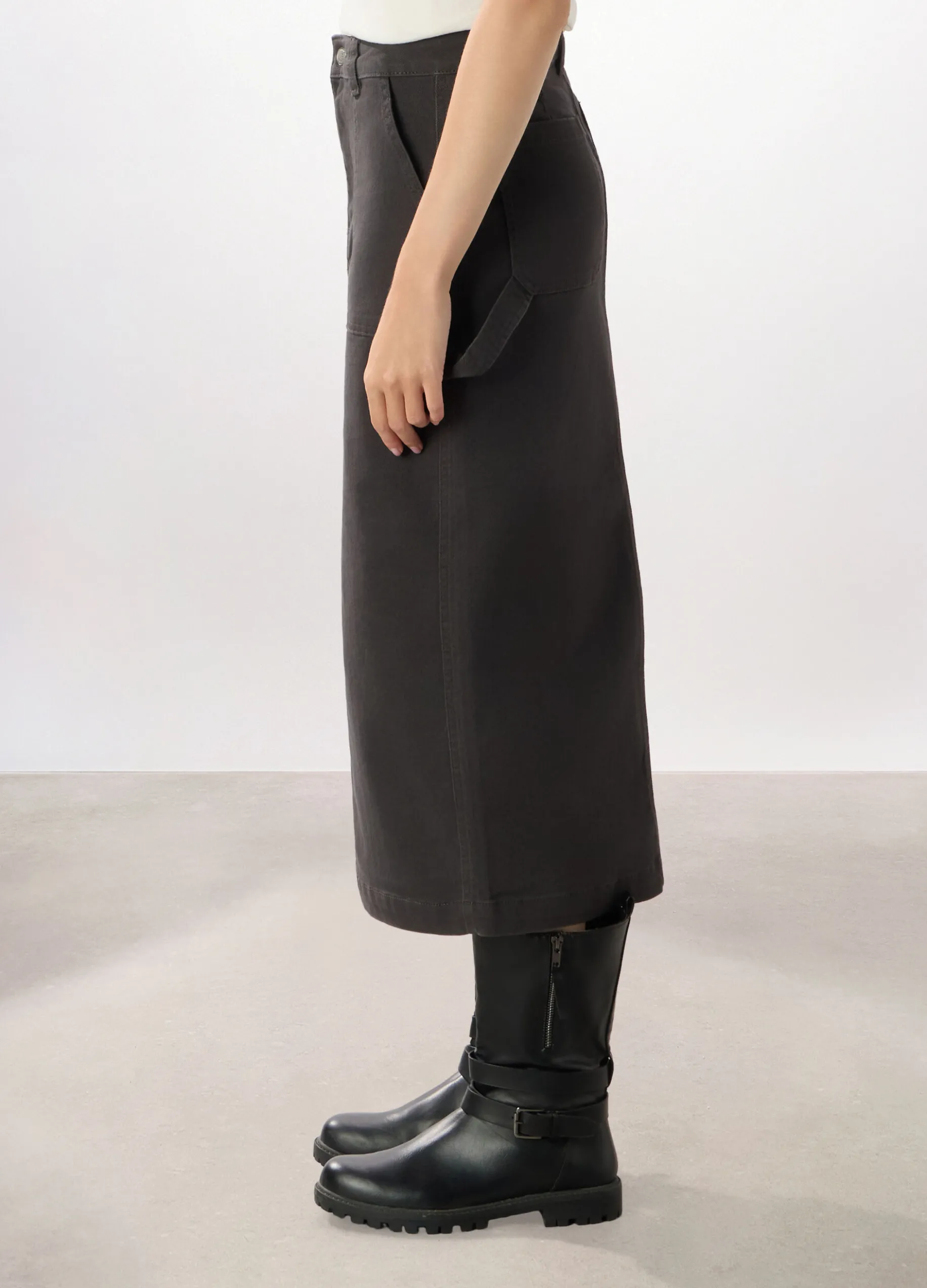 Gonna lunga in denim di cotone stretch donna