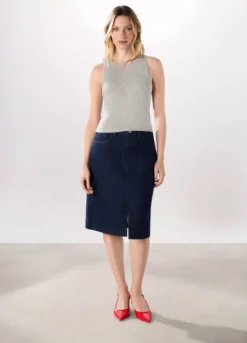 Gonna in denim di puro cotone donna