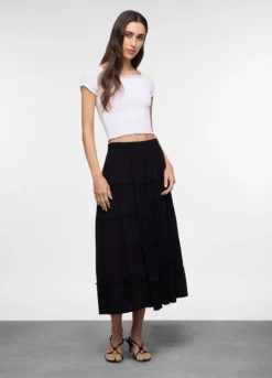 Gonna lunga a balze in pura viscosa donna