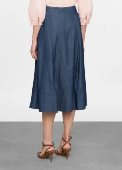 Gonna lunga in chambray di puro cotone donna