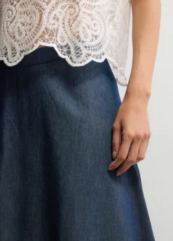 Gonna lunga in chambray di puro cotone donna