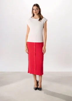 Gonna lunga in costina di cotone stretch donna