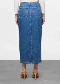 Gonna lunga in denim di puro cotone donna