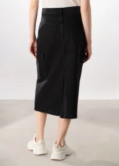 Gonna lunga in denim di puro cotone donna