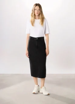 Gonna lunga in denim di puro cotone donna