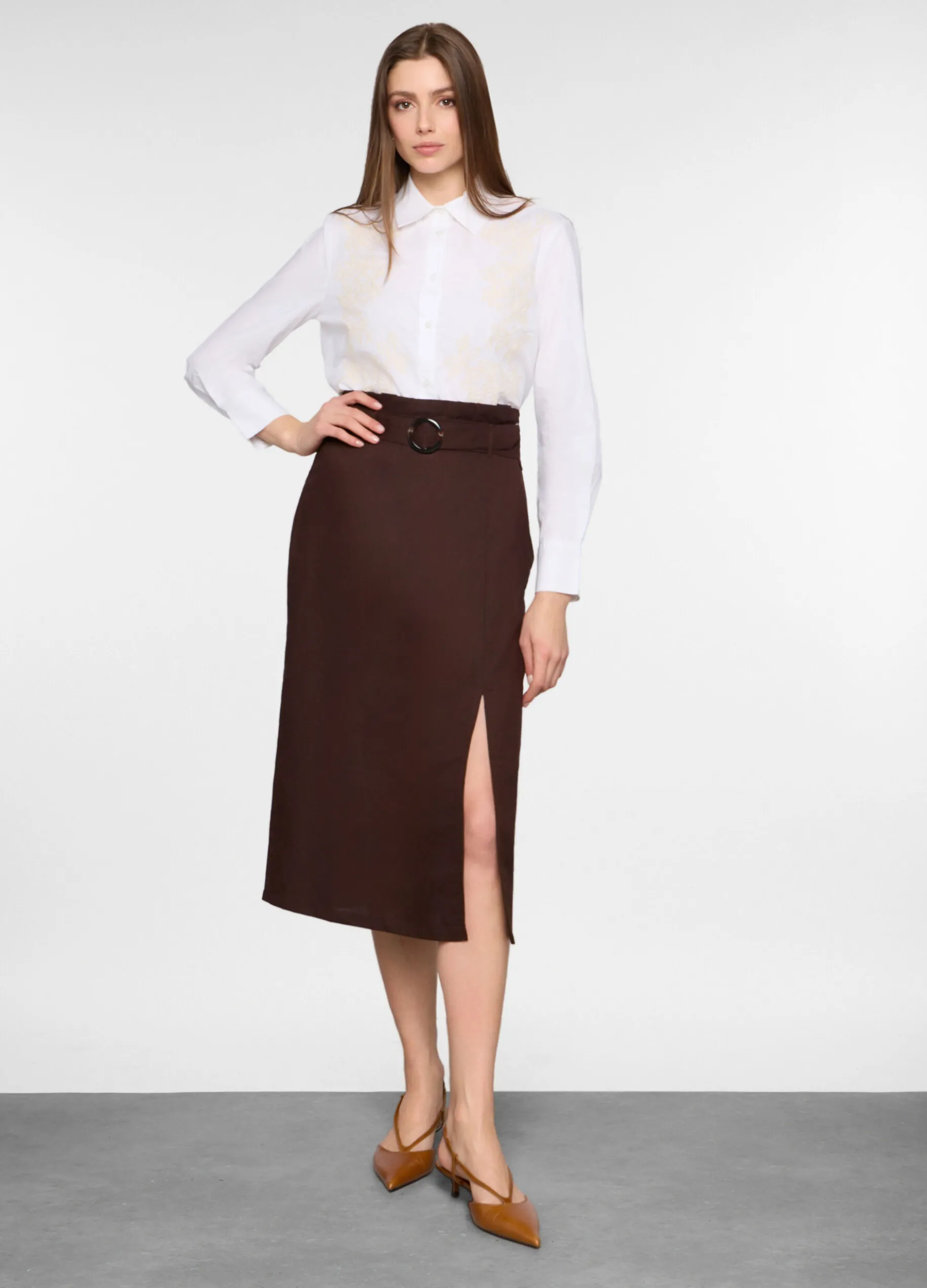 Gonna lunga misto lino donna