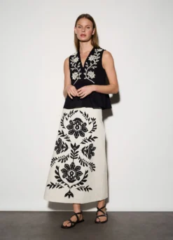 Gonna lunga misto lino donna