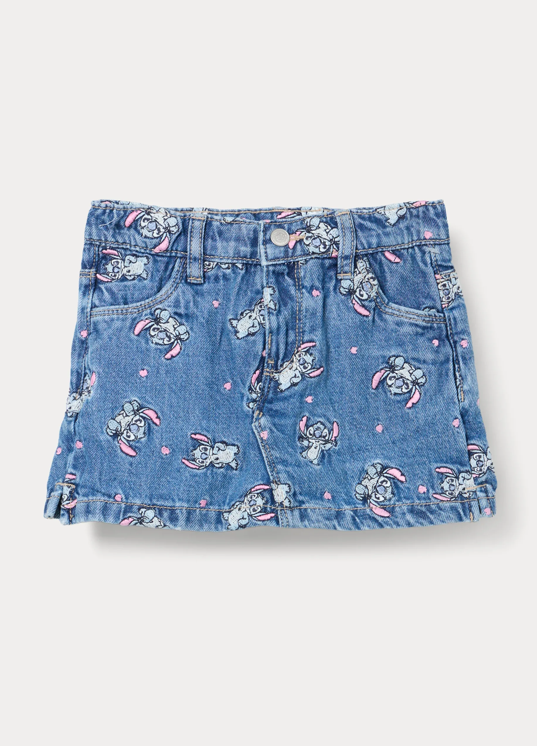 Gonna pantalone Disney fit regular in denim di puro cotone bimba