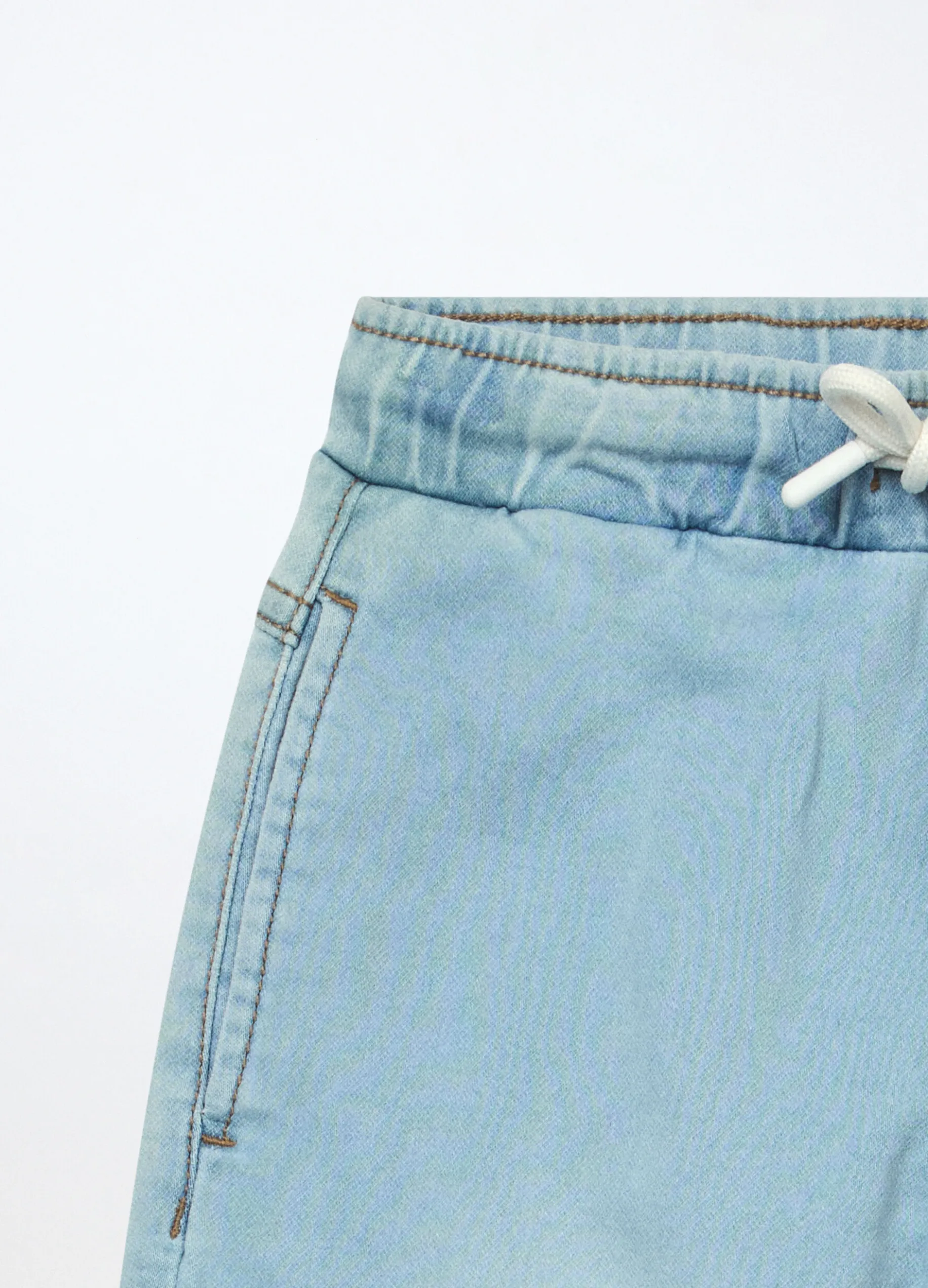 Jeans cargo pullo on in denim mercerizzato bambino