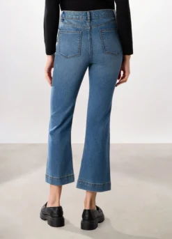 Jeans cropped flare fit in denim stretch donna