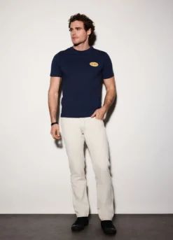 Jeans regular fit in denim di cotone e canapa uomo