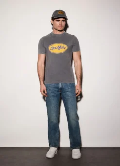 Jeans regular fit in denim di cotone uomo