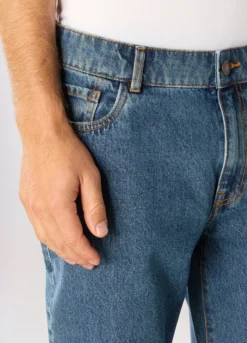 Jeans regular fit in denim di puro cotone uomo