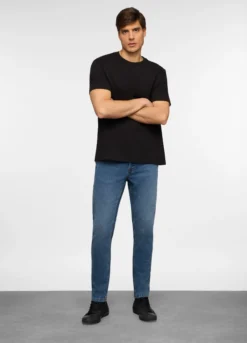 Jeans skinny fit in denim di cotone stretch uomo