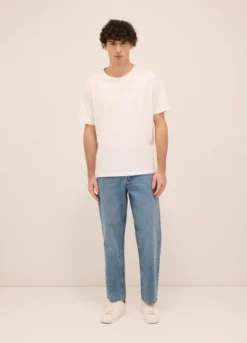Jeans 5 tasche baggy fit in denim di cotone uomo