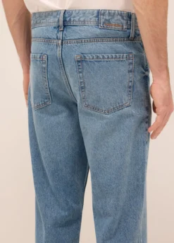 Jeans 5 tasche baggy fit in denim di cotone uomo