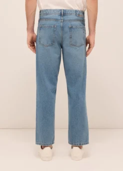 Jeans 5 tasche baggy fit in denim di cotone uomo
