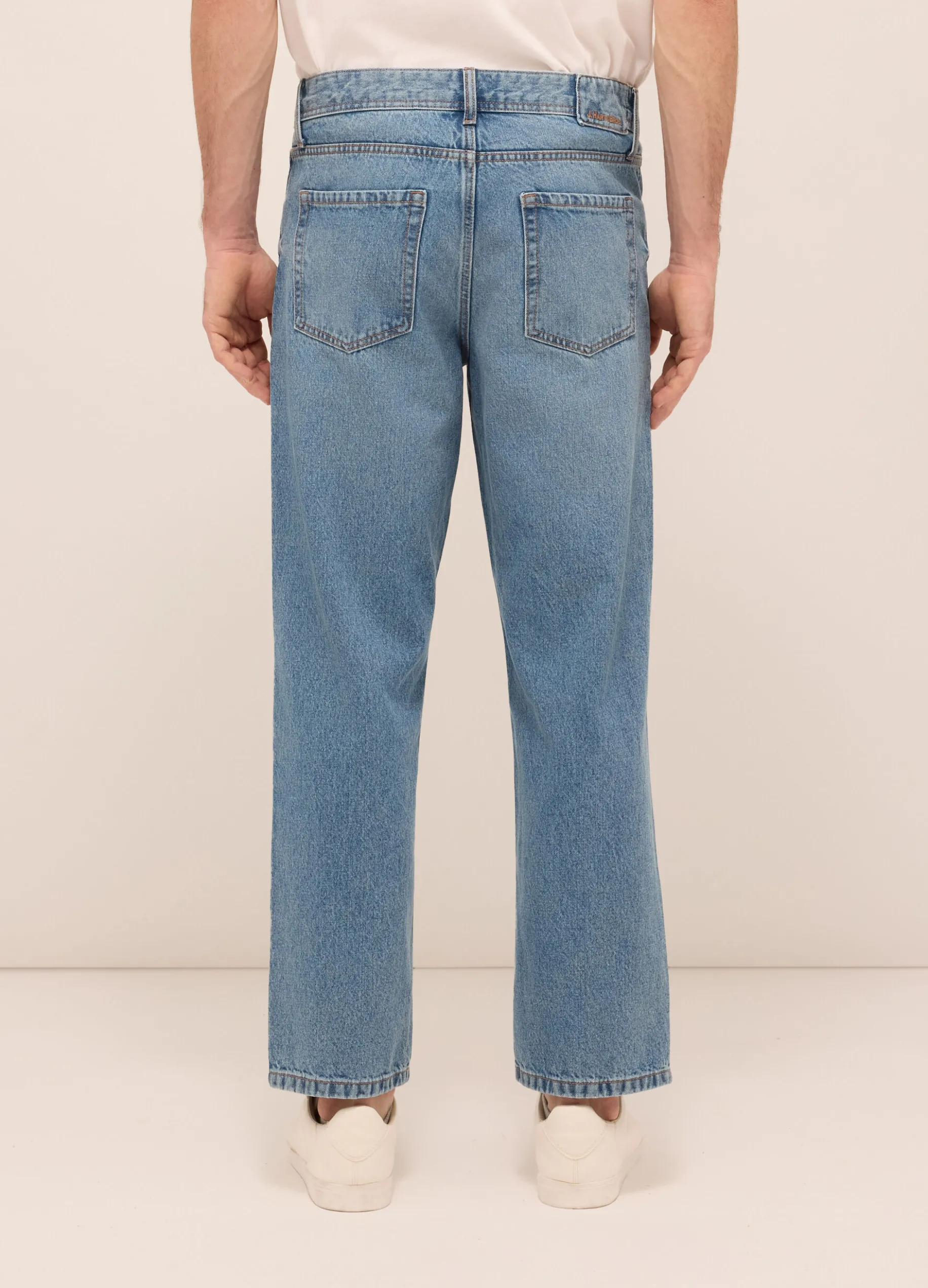 Jeans 5 tasche baggy fit in denim di cotone uomo