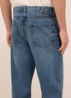 Jeans 5 tasche baggy fit in denim di cotone uomo