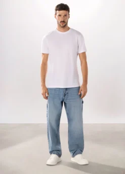 Jeans 5 tasche baggy in cotone uomo