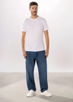 Jeans 5 tasche baggy in cotone uomo