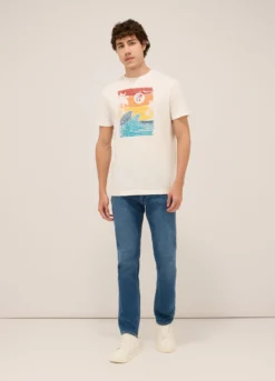 Jeans 5 tasche in demin di cotone stretch uomo