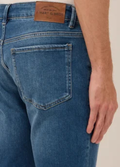 Jeans 5 tasche in demin di cotone stretch uomo