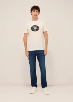 Jeans 5 tasche in demin di cotone stretch uomo