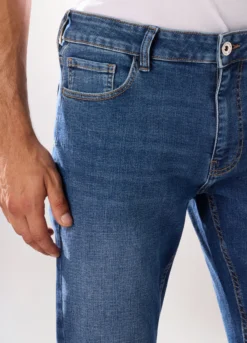 Jeans 5 tasche in denim di cotone stretch uomo
