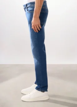 Jeans 5 tasche in denim di cotone stretch uomo