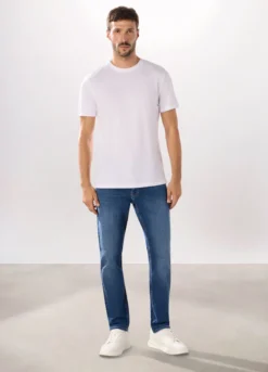 Jeans 5 tasche in denim di cotone stretch uomo