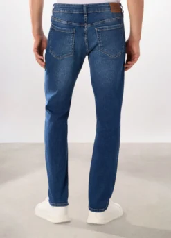 Jeans 5 tasche in denim di cotone stretch uomo