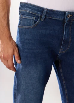 Jeans 5 tasche in denim di cotone stretch uomo