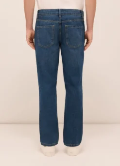 Jeans 5 tasche regular fit in denim di cotone misto lyocell uomo