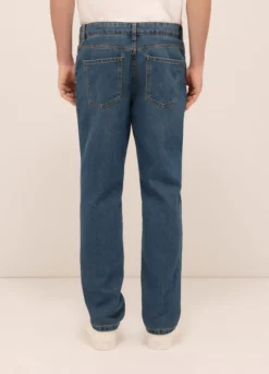 Jeans 5 tasche regular fit in denim di cotone misto lyocell uomo