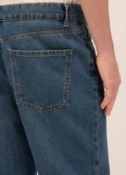 Jeans 5 tasche regular fit in denim di cotone misto lyocell uomo