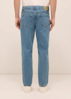 Jeans 5 tasche regular fit in denim di puro cotone uomo