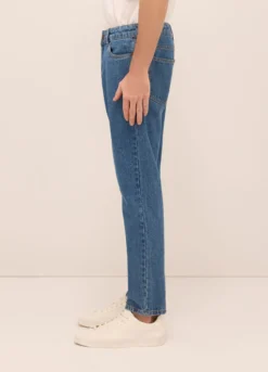Jeans 5 tasche regular fit in denim di puro cotone uomo