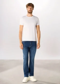 Jeans 5 tasche regular fit in denim stretch uomo