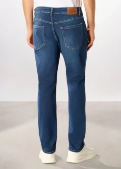 Jeans 5 tasche regular fit in denim stretch uomo