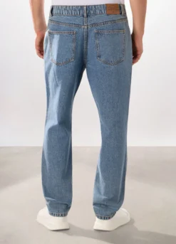 Jeans 5 tasche regular in denim di cotone uomo