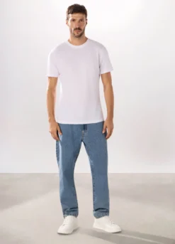 Jeans 5 tasche regular in denim di cotone uomo