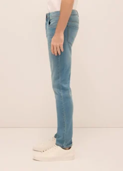 Jeans 5 tasche slim fit in denim di cotone stretch uomo